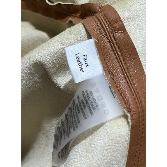 ELIE TAHARI Women's Vegan Leather Brown Caramel Button Down Shirt Jacket Lg New - Picture 16 of 16